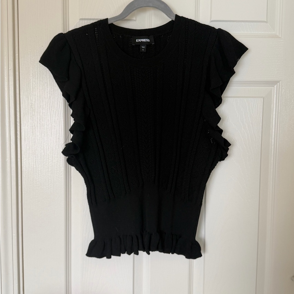 Express Black Ruffle Sweater